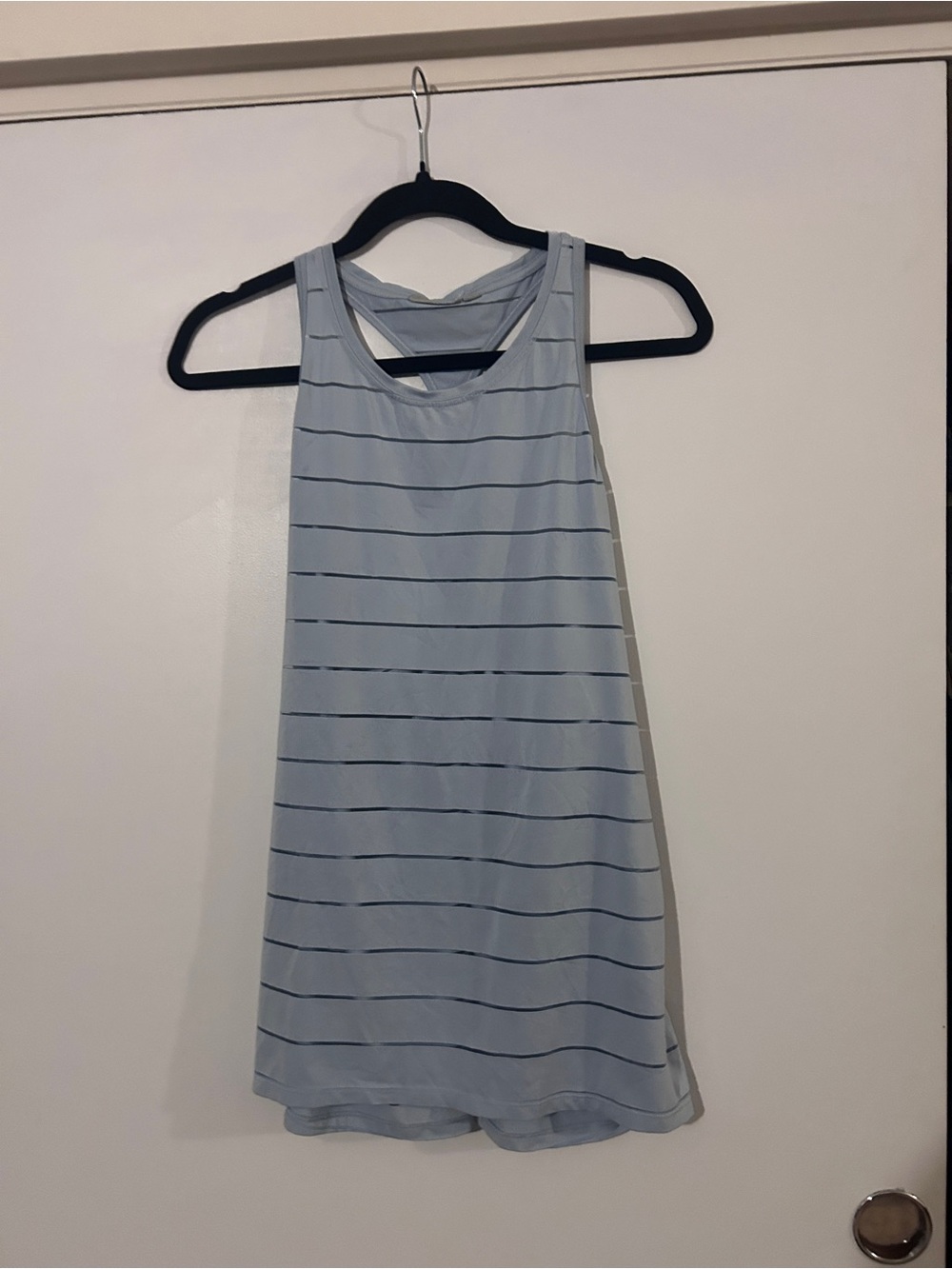 Athleta Chi Light Blue Striped Racerback Tank